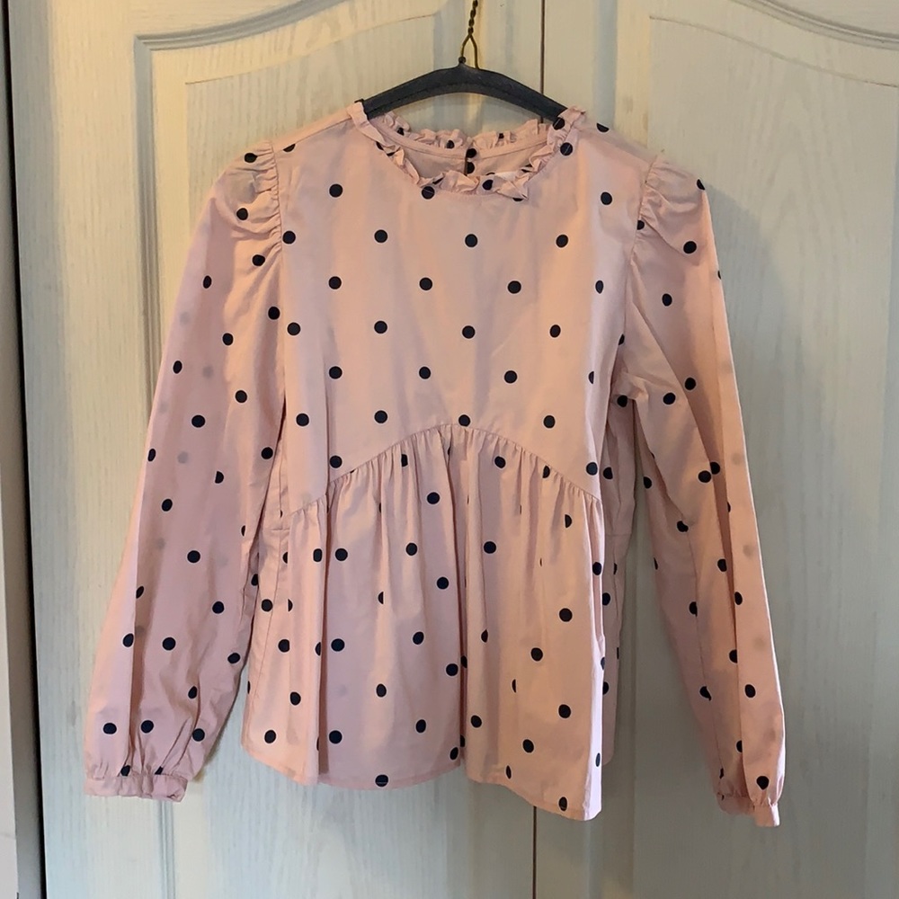 4/$25 Zara NWOT pink polka dot blouse - Picture 1 of 7